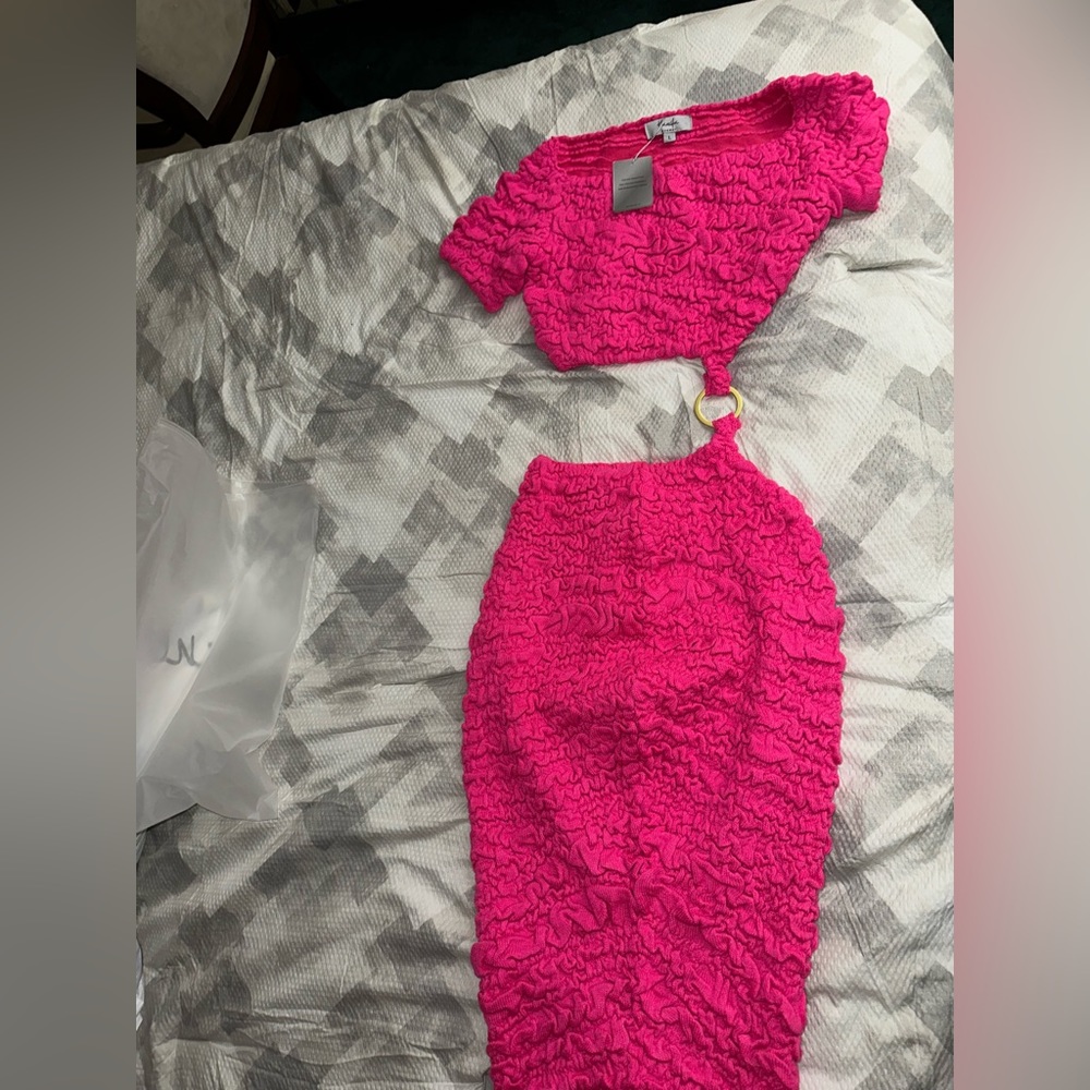 Hanifa Pink Off-Shoulder Two-Piece Dress - Picture 2 of 5